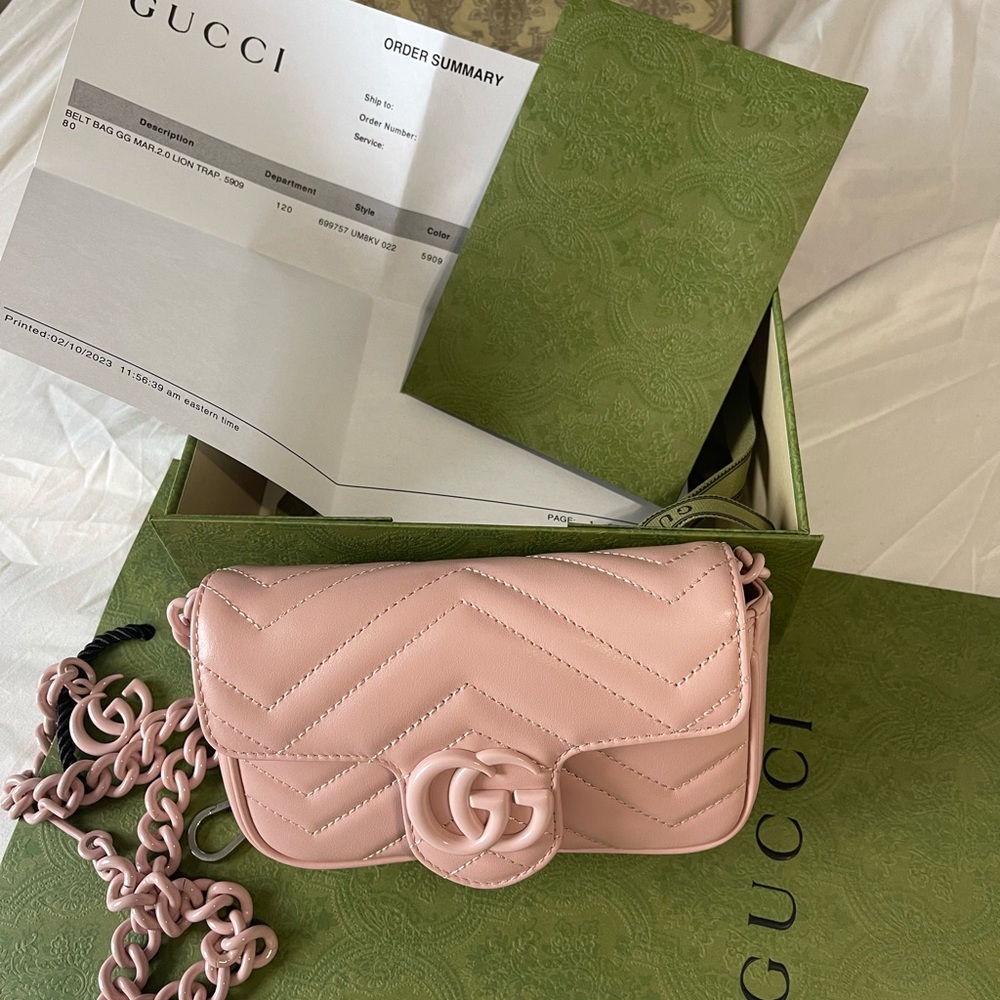 Gucci Pink GG Marmont Quilted Shoulder Bag
